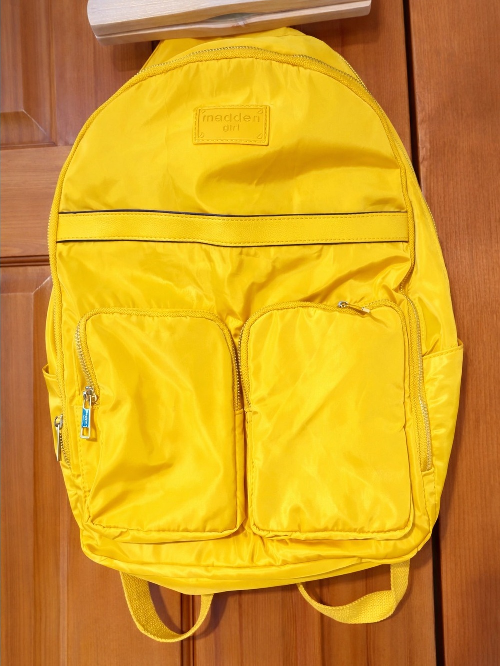 Madden Girl Bright Yellow Nylon Backpack with Front Pockets